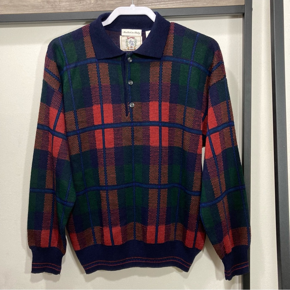 Vintage Plaid Wool Blend Grandpa Sweater - Picture 5 of 10